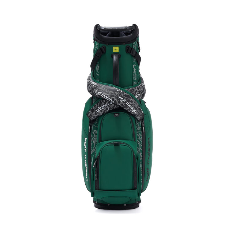 Luxury golf head cover set including driver, wood, hybrid, and putter covers by Kolf Maison.