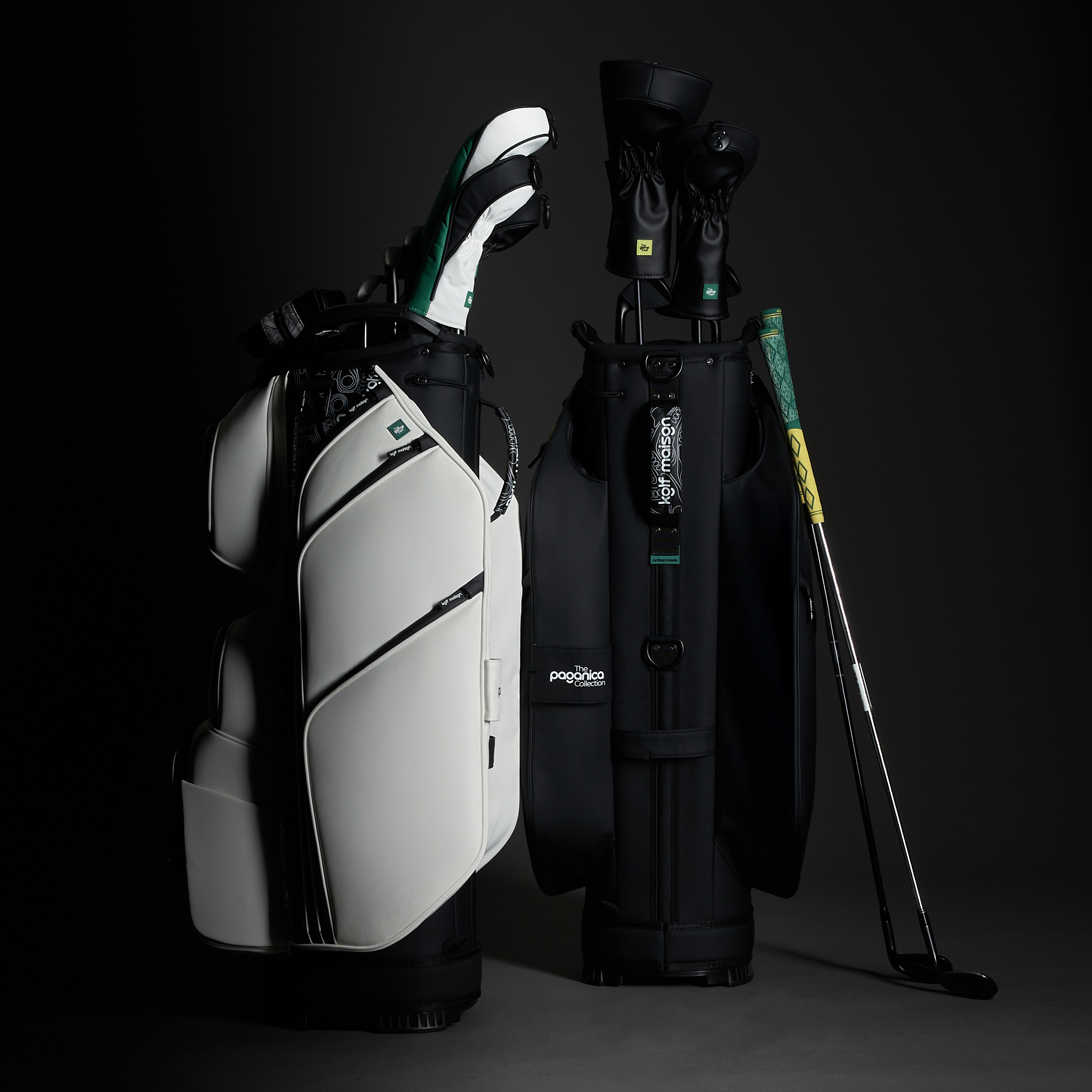 Luxury golf head cover set by Kolf Maison featuring artisan craftsmanship.