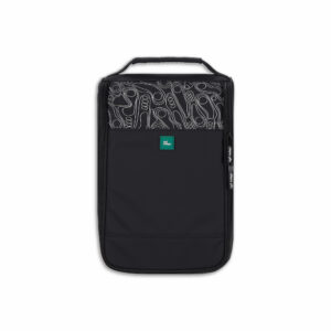 Luxury golf head cover set by Kolf Maison featuring driver, wood, hybrid, and putter covers. shoe tote