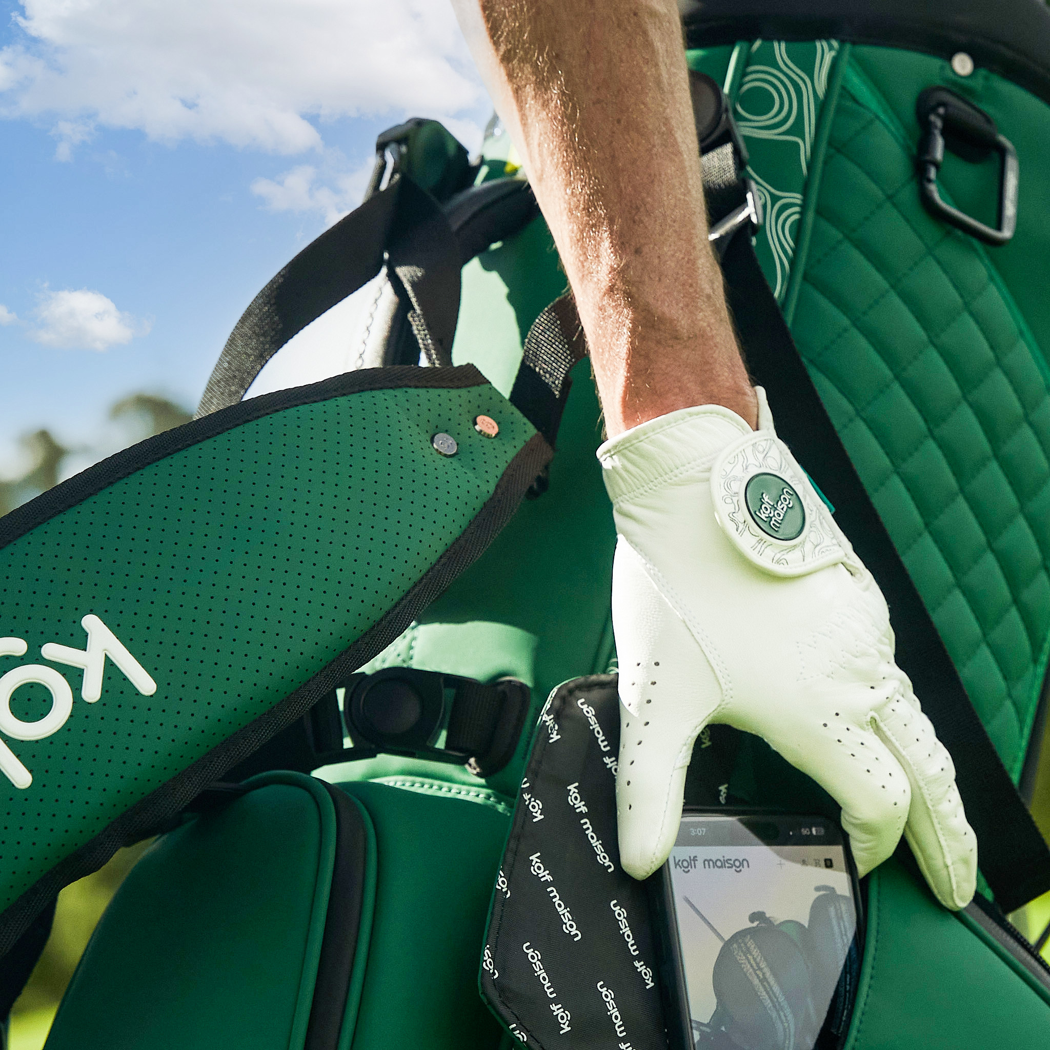 Luxurious Kolf Maison cabretta leather golf glove made from premium Cabretta leather with magnetic ball markers